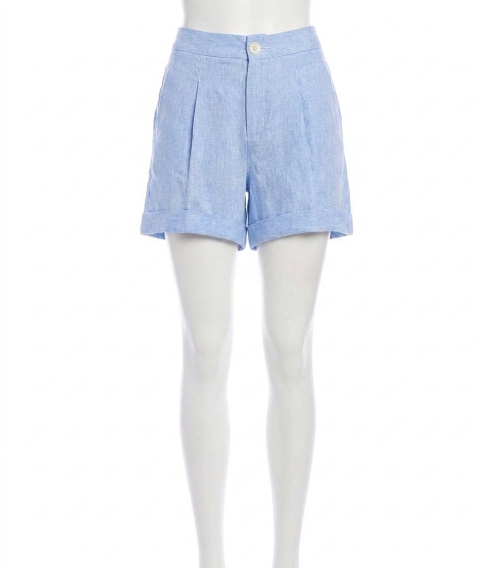 NEW KAREN KANE caroline high waist pleated shorts in capri blue